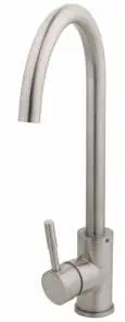 Torneira Mono Inox Escovado Cozinha - Bica Curva